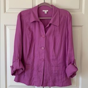 Charter Club Linen Jacket Purple Size XL